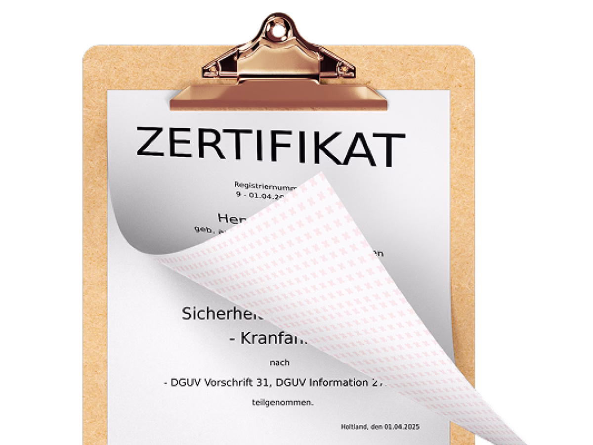 SafetyWorx365 Zertifikat Beispiel